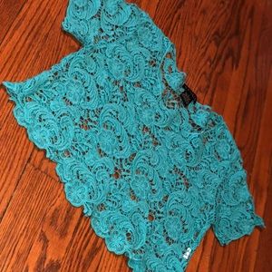 🦋pick 5/$25! 曆 Venus Teal Crochet crop to coverup